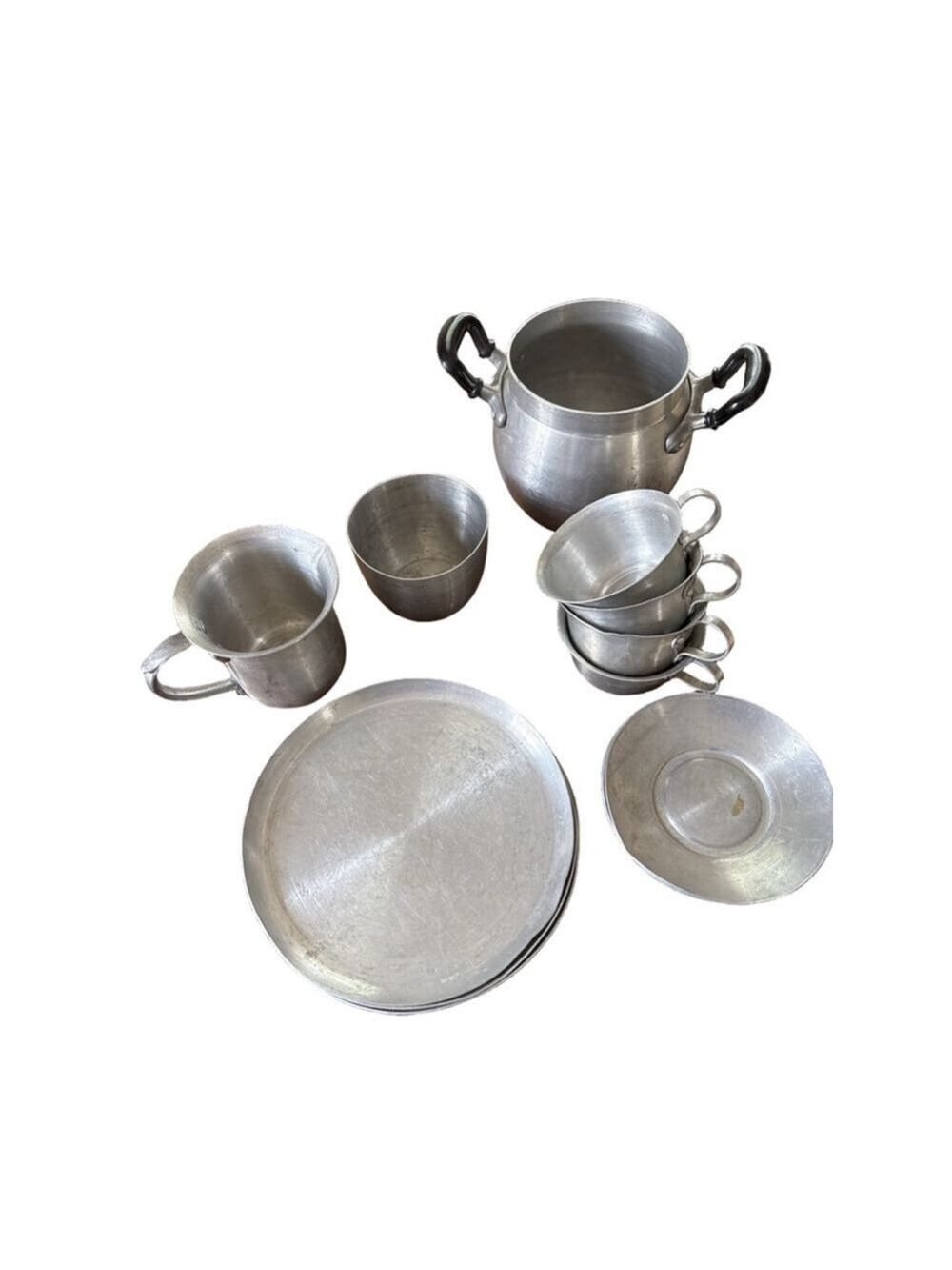 Vintage Unisex Creative Playthings Toy Dishes Set Silver Color